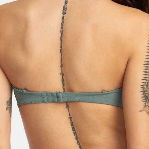 NWT RVCA GREETINGS V WIRE BANDEAU BIKINI TOP - Picture 2 of 6